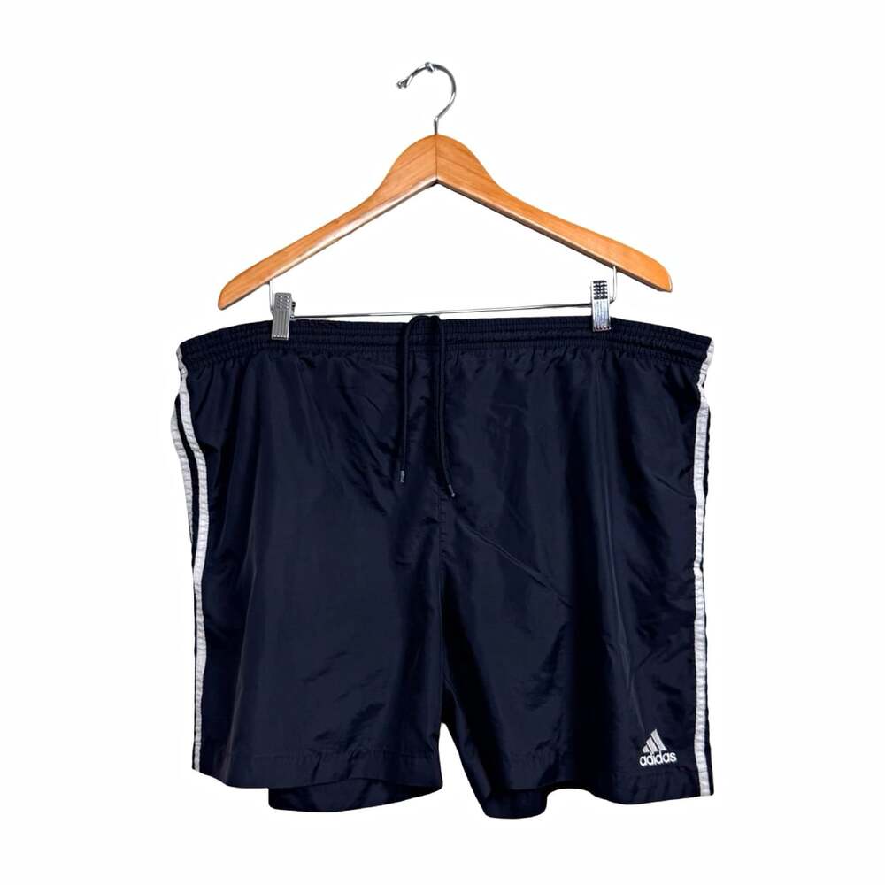 Vintage Adidas Men's Black Athletic Shorts White Stripes Drawstring Size L